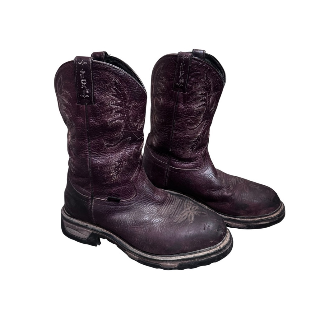 TONY LAMA HENRICK  Brown Embroidered Boots Men’s Leather Round Toe SZ 9D Western
